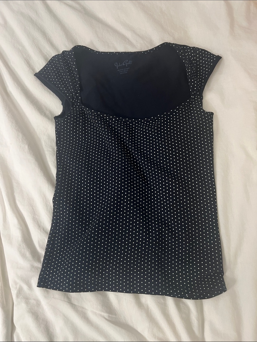 Brandy Melville/John Galt Dark Navy Top with White Polka Dots